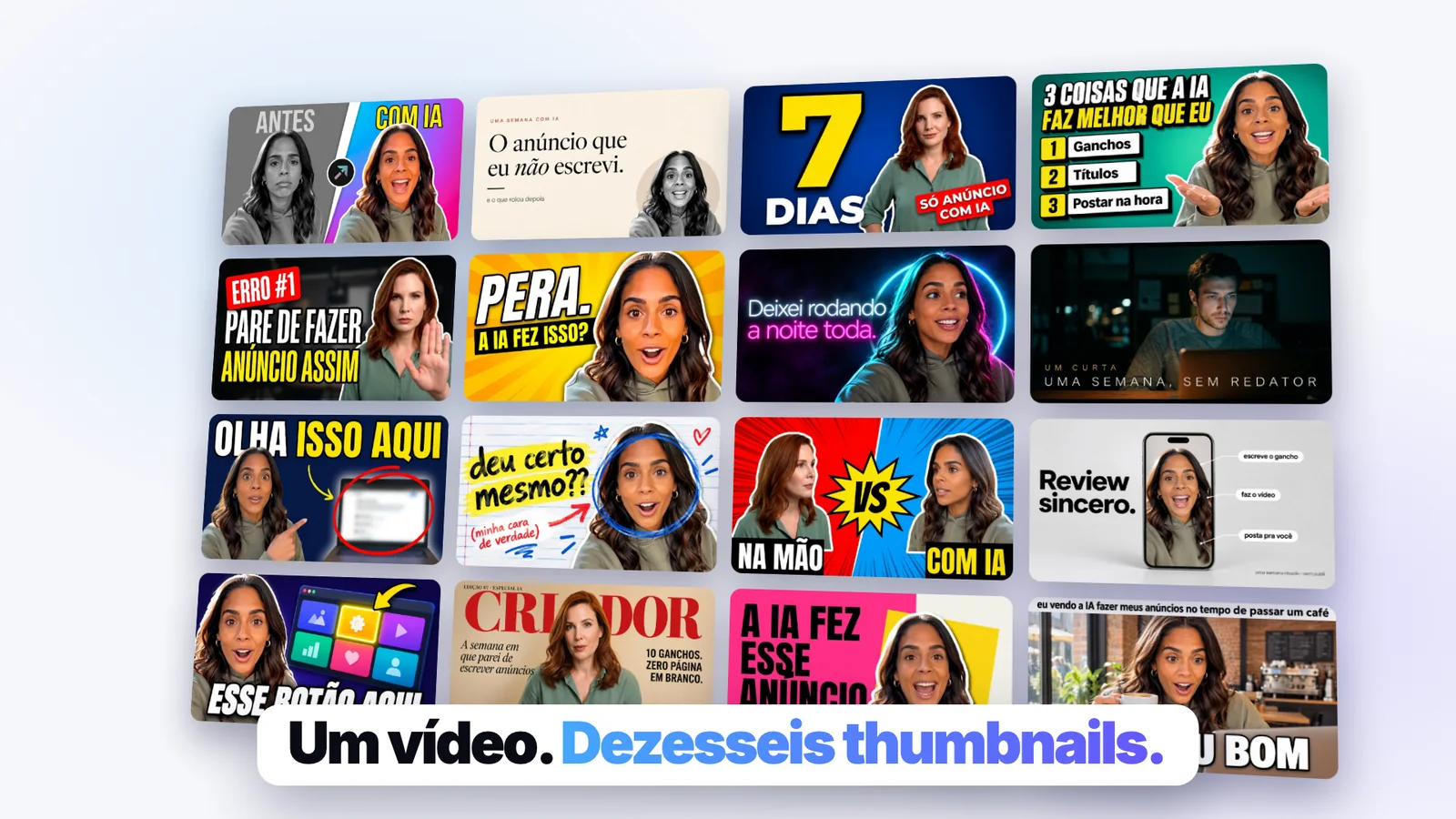 Uma thumbnail para cada vídeo